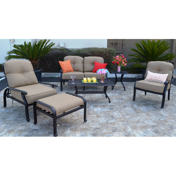 Lark Manor Allene Metal 4 Person Seating Group with Sunbrella